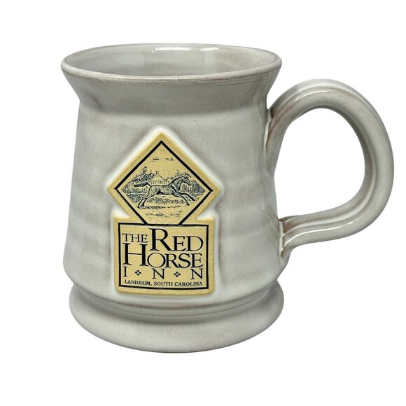 Deneen The Red Horse Inn Mug Landrum South Carolina 16 Oz Beige Handmade 2017 - Picture 1 of 8
